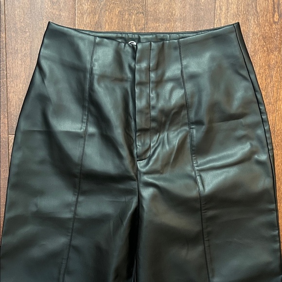 Commense Vegan Black Wide-Leg Faux Leather Pants, Size Small, NWT - Picture 3 of 11